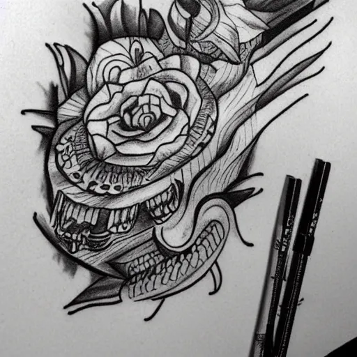 Pink Rose tattoo sketch by El3c7r0N on DeviantArt