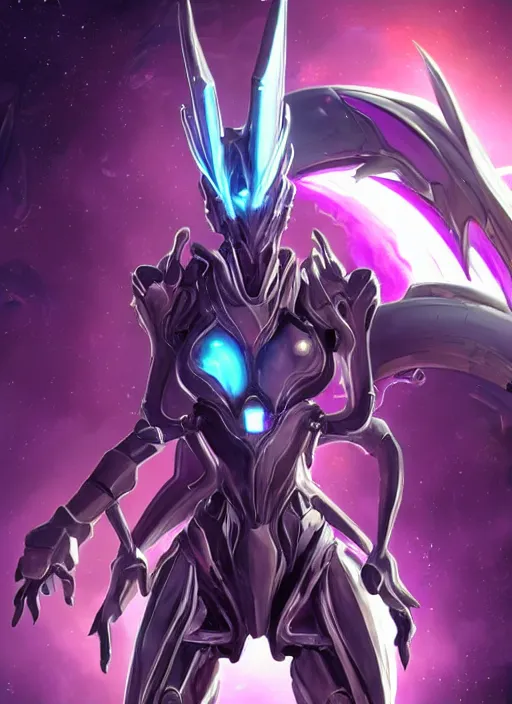 Prompt: cinematic body shot, cosmic beautiful stunning giant robot mecha hot female dragon goddess, sleek anthro cyborg dragon, sharp metal ears, smooth purple eyes, smooth fuschia skin, smooth silver armor, nebula size, epic proportions, epic scale, macro furry, furry art, dragon art, goddess art, giantess art, warframe, warframe fanart, furaffinity, octane