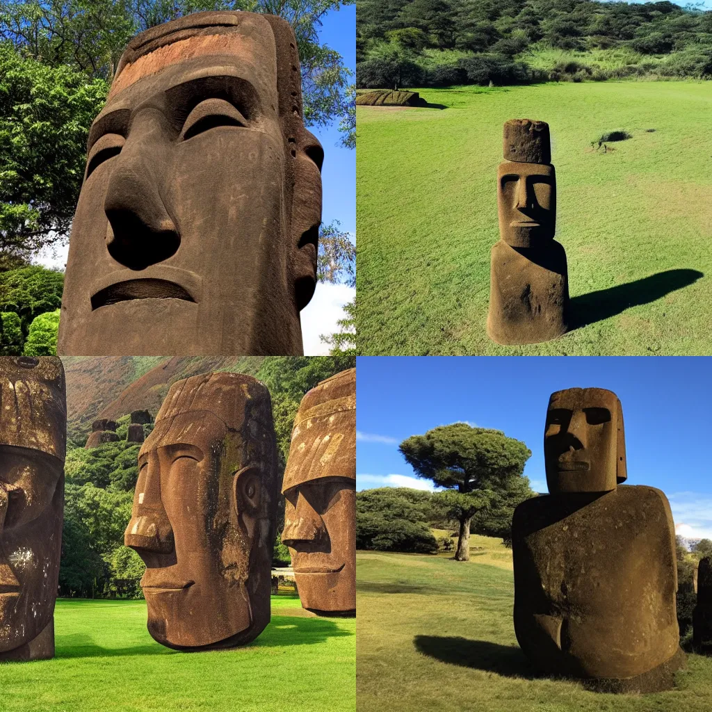 Prompt: Moai statue giving a TED talk