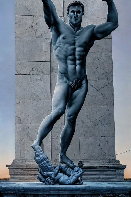 Prompt: hyperrealism billy herrington as a marble statue in ukrainian odessa wallpaper in style of rob gonsalves and giger and araki nobuyoshi