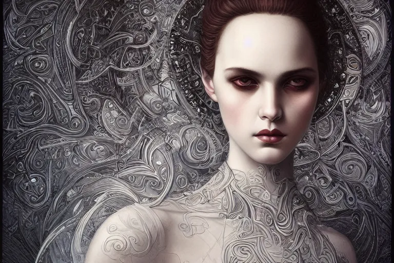 Prompt: a beatiful pattern on a white background, highly detailed, expressive, beautiful symmetric, perfect proportions, award winning, by Tom Bagshaw