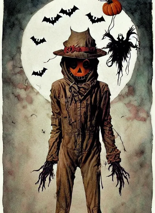 Image similar to halloween scarecrow by chiara bautista and beksinski and norman rockwell and greg rutkowski weta studio, and lucasfilm