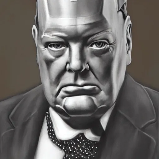 Image similar to winston churchill is iron man, highly detailed, full length portrait, photorealistic face, hd