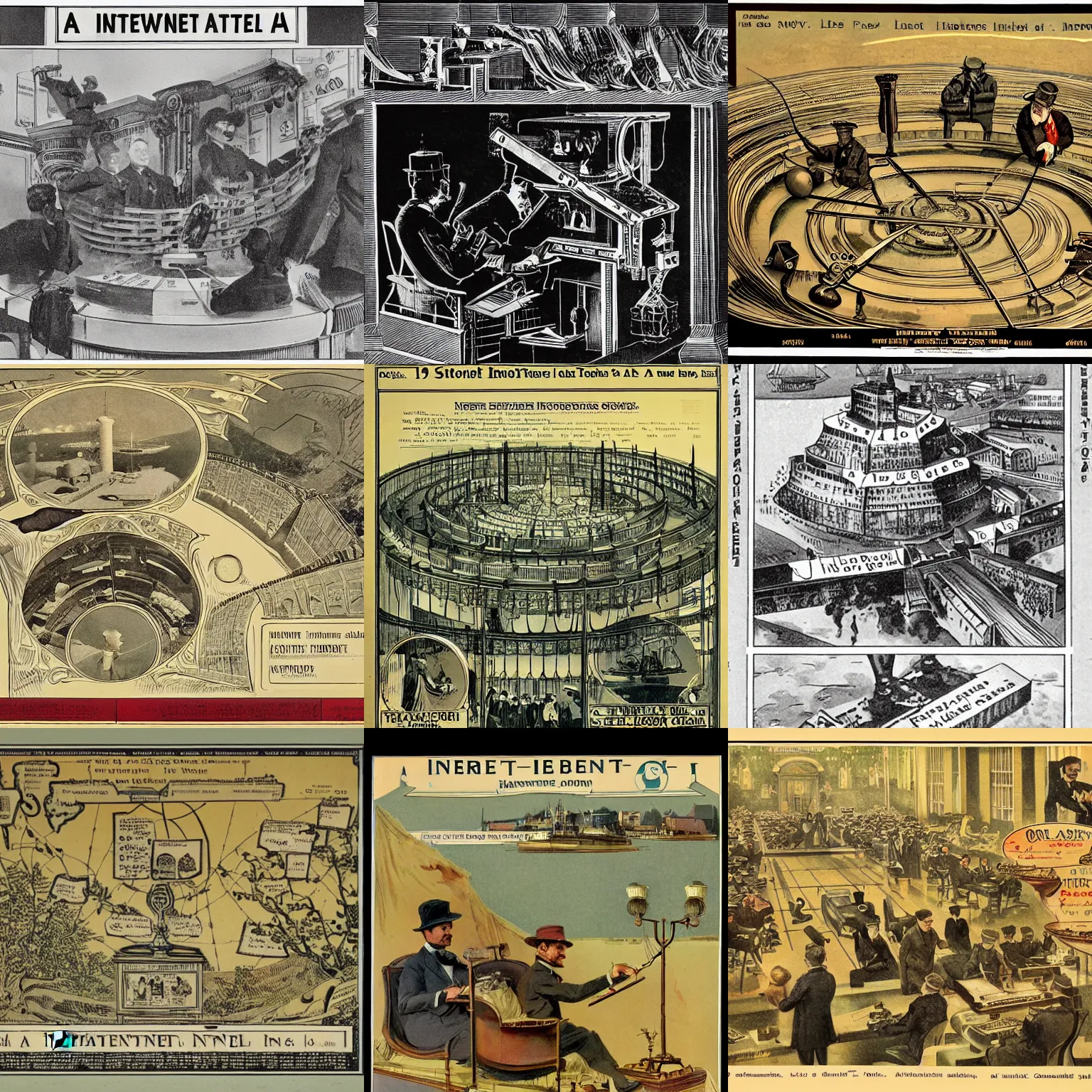 Prompt: a 1905 depiction of the internet, detailed, old