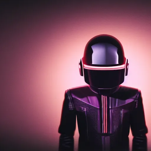 Prompt: headshot portrait of low-poly render 3D miniature daft punk kids standing back to back, twilight zone background, illustration, artgerm, octane render, inspired by Greg rutkowski, colorful, studio lighting, full body,