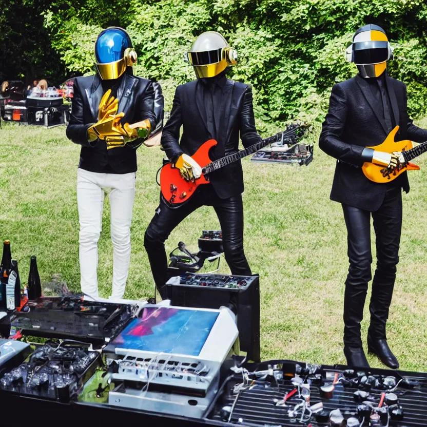 Image similar to daft punk performing at my back yard bbq