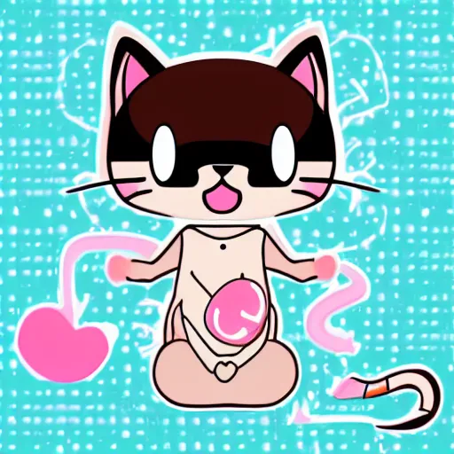 Image similar to kawaii cat, chibi style, japanese style, kitten, pastel colors, cat sticker, neko