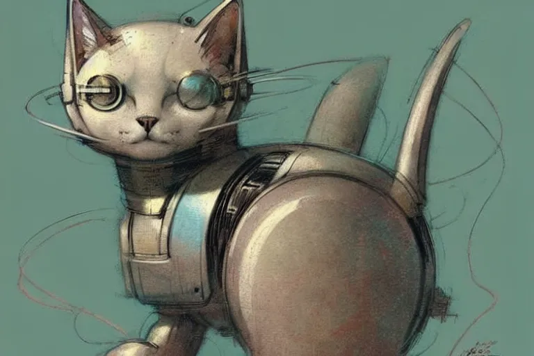 Image similar to ( ( ( ( ( 1 9 5 0 s retro future robot cat. muted colors. ) ) ) ) ) by jean - baptiste monge!!!!!!!!!!!!!!!!!!!!!!!!!!!!!!