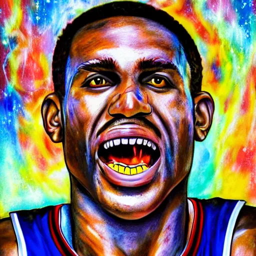 Image similar to airbrushed portrait of 'The Final Boss of Basketball'