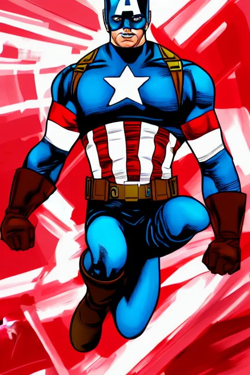 Prompt: Captain America high quality digital painting in the style of Alan Davis