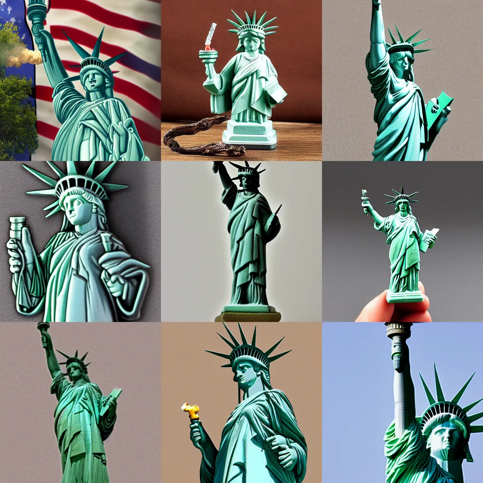 Prompt: statue of liberty smoking pipe