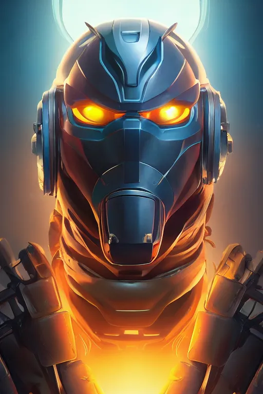 Image similar to epic mask helmet robot ninja portrait stylized as fornite style game design fanart by concept artist gervasio canda, behance hd by jesper ejsing, by rhads, makoto shinkai and lois van baarle, ilya kuvshinov, rossdraws global illumination radiating a glowing aura global illumination ray tracing hdr render in unreal engine 5