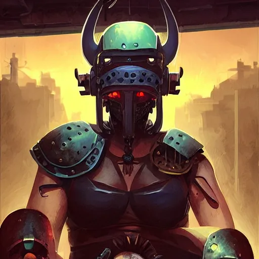 Image similar to cyberpunk viking helmet mask warrior goddess robot ninja fantasy, art gta 5 cover, official fanart behance hd artstation by jesper ejsing, by rhads, makoto shinkai and lois van baarle, ilya kuvshinov, ossdraws