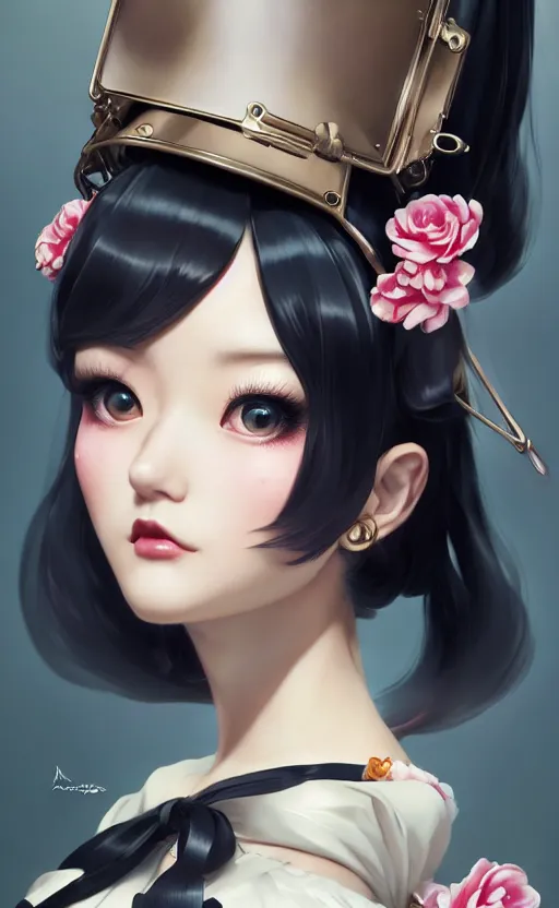 Image similar to a pin up and beautiful fashion and charming and dreamlke japan girl with lv jewelry, character art, art by artgerm lau and kyoung hwan kim and and ilya kuvshinov and john singer sargent, hyperdetailed, 8 k realistic, symmetrical, frostbite 3 engine, cryengine, dof, trending on artstation, digital art