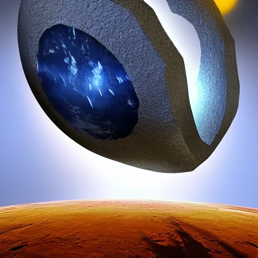 Image similar to the planet earth is the yolk of a galactic egg. the egg is cracked open and earth falls out. 3 d render, dramatic lighting, comedy, science fiction, concept art, epic fantasy, surreal.