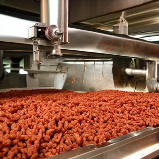Image similar to An organic industrial machine made out of ground beef