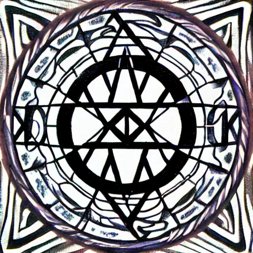 Image similar to wicca magik symbols, optical illusion escher, magical symbols