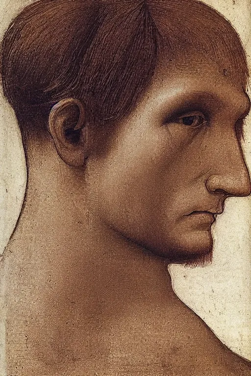 Image similar to half man half bull by leonardo davinci, beautiful face