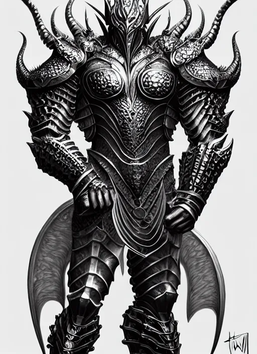 Image similar to muscular and tall humanoid dragon!!!! draconian!! intricate ornate iridescent heavy armor!! character concept art, sharp focus, octane render! unreal engine 5! highly rendered!! trending on artstation!! detailed linework!! illustration by artgerm, wlop, and chie yoshii