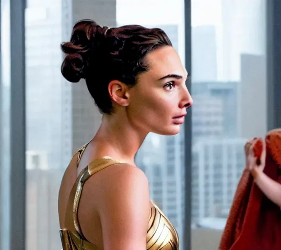 Image similar to Gal Gadot as Margot Robbie in the Wolf of Wall Street