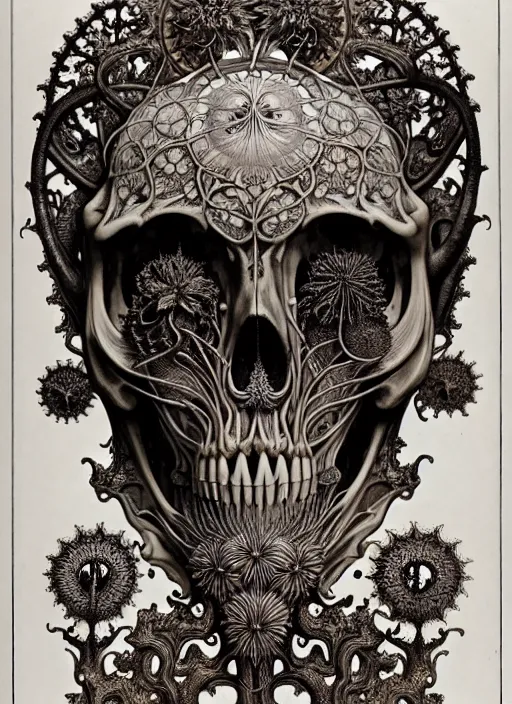 Image similar to art forms of nature by ernst haeckel, memento mori by arthur rackham, ornate antique porcelain beautiful skull mask, ultrasharp, photorealistic, hyperdetailed, octane render, polished, art nouveau, neo - gothic, gothic, intricate ornamental organic filigree, art nouveau botanicals, art forms of nature by ernst haeckel, horizontal symmetry, symbolist, visionary