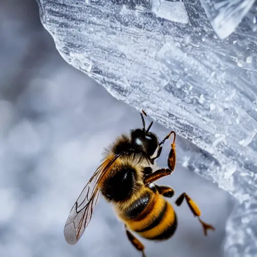 Image similar to a bee frozen in ice