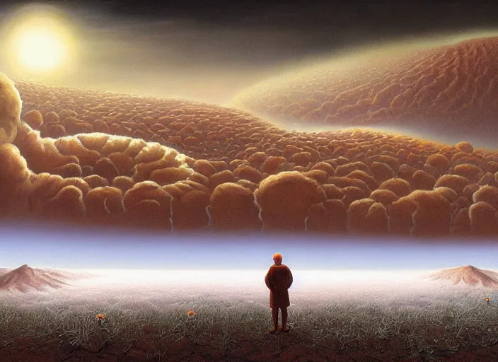 Image similar to the last survivors on earth witness the end of the world in the year 5 0 0 0, by vladimir kush