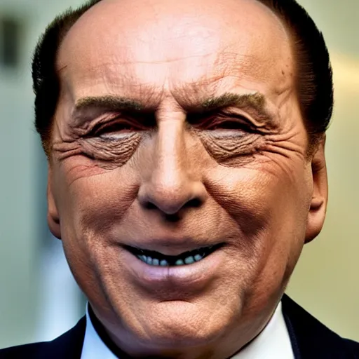 Image similar to silvio berlusconi as homelander ( the boys ) projecting laser from his eye