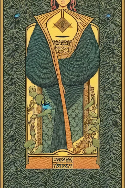 Image similar to tarot card intricate elegant highly detailed by wes anderson and hasui kawase and scott listfield