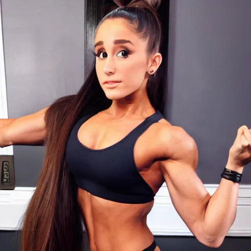 Prompt: buffed strong ariana grande