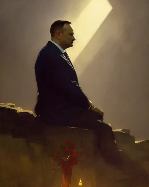 Image similar to andrzej duda, president of poland. fantasy art by greg rutkowski, gustave courbet, rosa bonheur, edward hopper. faithfully depicted facial expression, perfect anatomy, sharp focus, global illumination, radiant light, detailed and intricate environment, trending on artstation