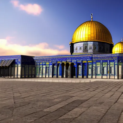 Prompt: Dome of the Rock Cinematic, ultra-detailed, ultra-realistic, realism, ambient light