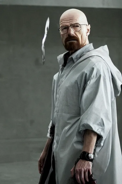 Image similar to walter white playing sephiroth in a new action movie, long shot