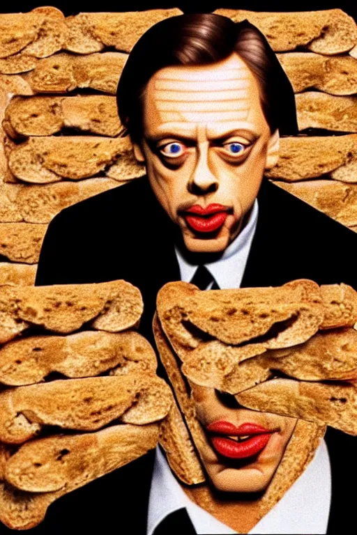 Image similar to film still of steve buscemi made out of bread in pulp fiction, 4 k