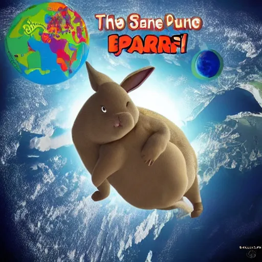 Image similar to big chungus in space next to the planet Earth