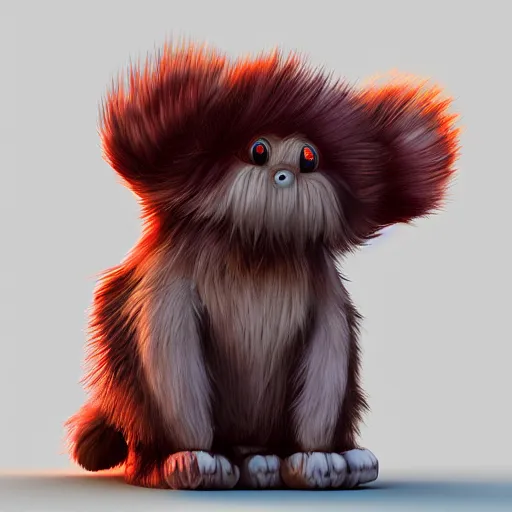 Prompt: a fluffy creature , concept art, trending on artstation 3D.