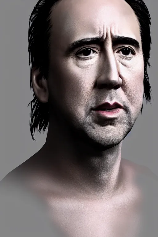 Image similar to nicholas cage, portrait, frostbite engine, extremely detailed,