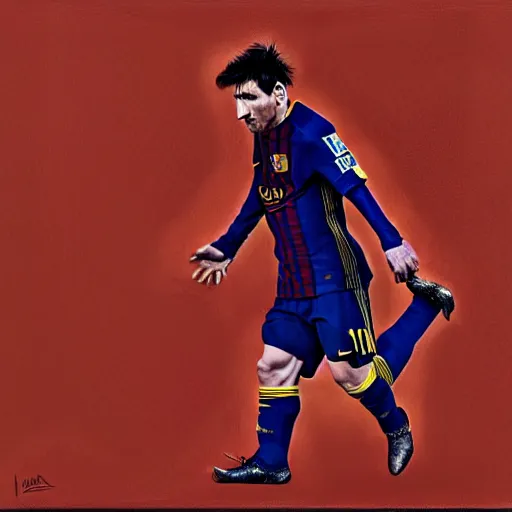 Image similar to lionel messi looking angry, intricate, elegant, highly detailed, digital painting, artstation, concept art, matte, sharp focus, illustration, art by gertrude abercrombie