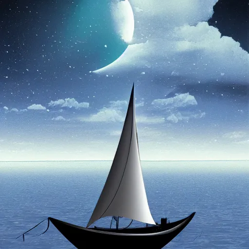 Prompt: Sail To the Moon, Digital Art, Trending on Artstation