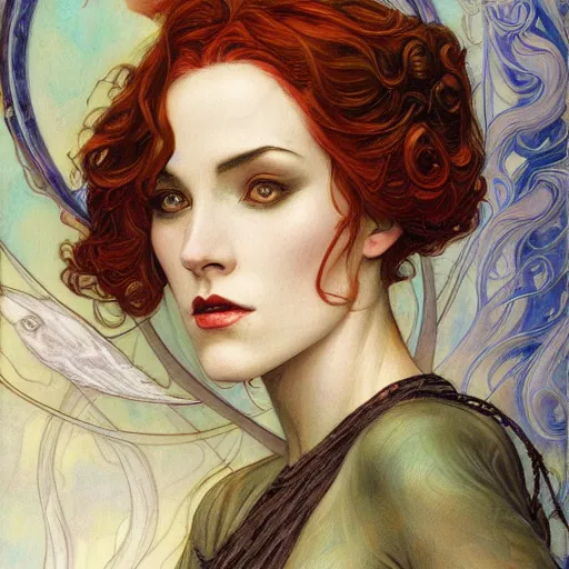 Prompt: an art nouveau painting in the style of donato giancola, and in the style of charlie bowater, and in the style of charles dulac. symmetry, smooth, sharp focus, semi - realism, intricate detail.