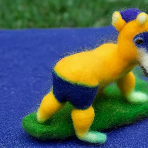 Prompt: neymar needle felted , needle felting art