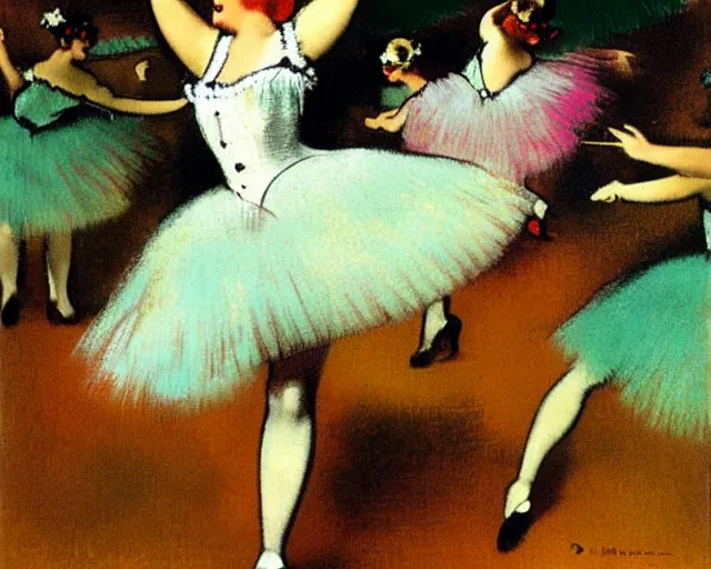 Image similar to vintage, melchizedek champagne bottle. cancan girl dancing, french, realistic, cheerful, 1 9 0 2, art by degas