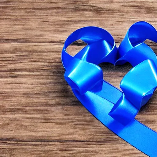 Prompt: heart shaped candle with blue ribbon, photorealistic, ultradetailed