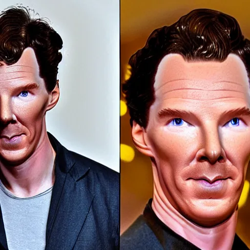 Prompt: benedict cumberbatch made out of egg