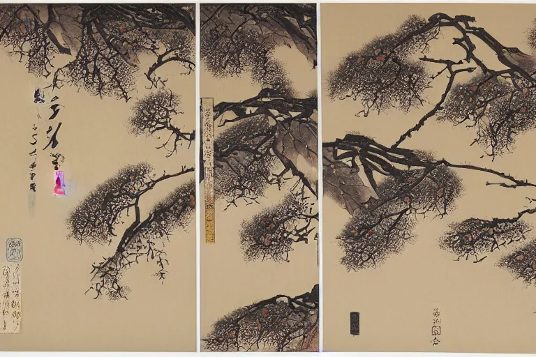 Prompt: Late Autumn Evening,Four Seasons of Hometowns in Japan,Lithograph Print ,by Taizi Harada.