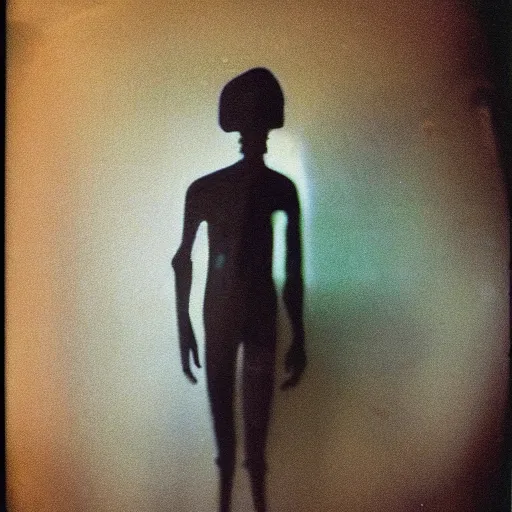 Prompt: coloured atmospheric polaroid 1 9 9 8 photo of a realistic wraith transparent smoky figure in a interior of living room low light