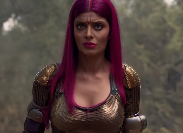 Image similar to film still of leela with a ponytail in the new scifi movie, 4 k