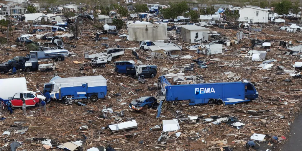 Prompt: FEMA shows up to a disaster with something unexpected