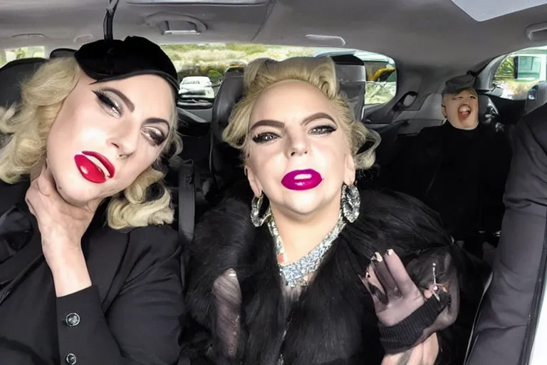 Image similar to lady gaga and judy garland carpool karaoke