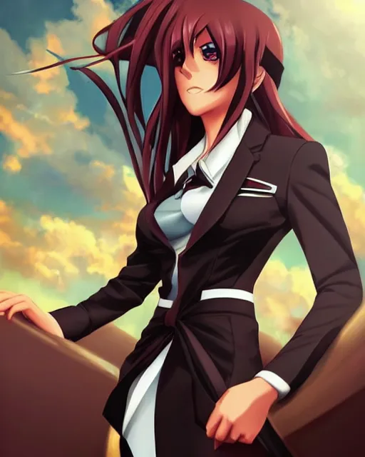 Image similar to beautiful portrait of a Flight Attendant who looks like Akame, Akame ga Kill! anime, character design by Ross Tran, artgerm detailed, soft lighting